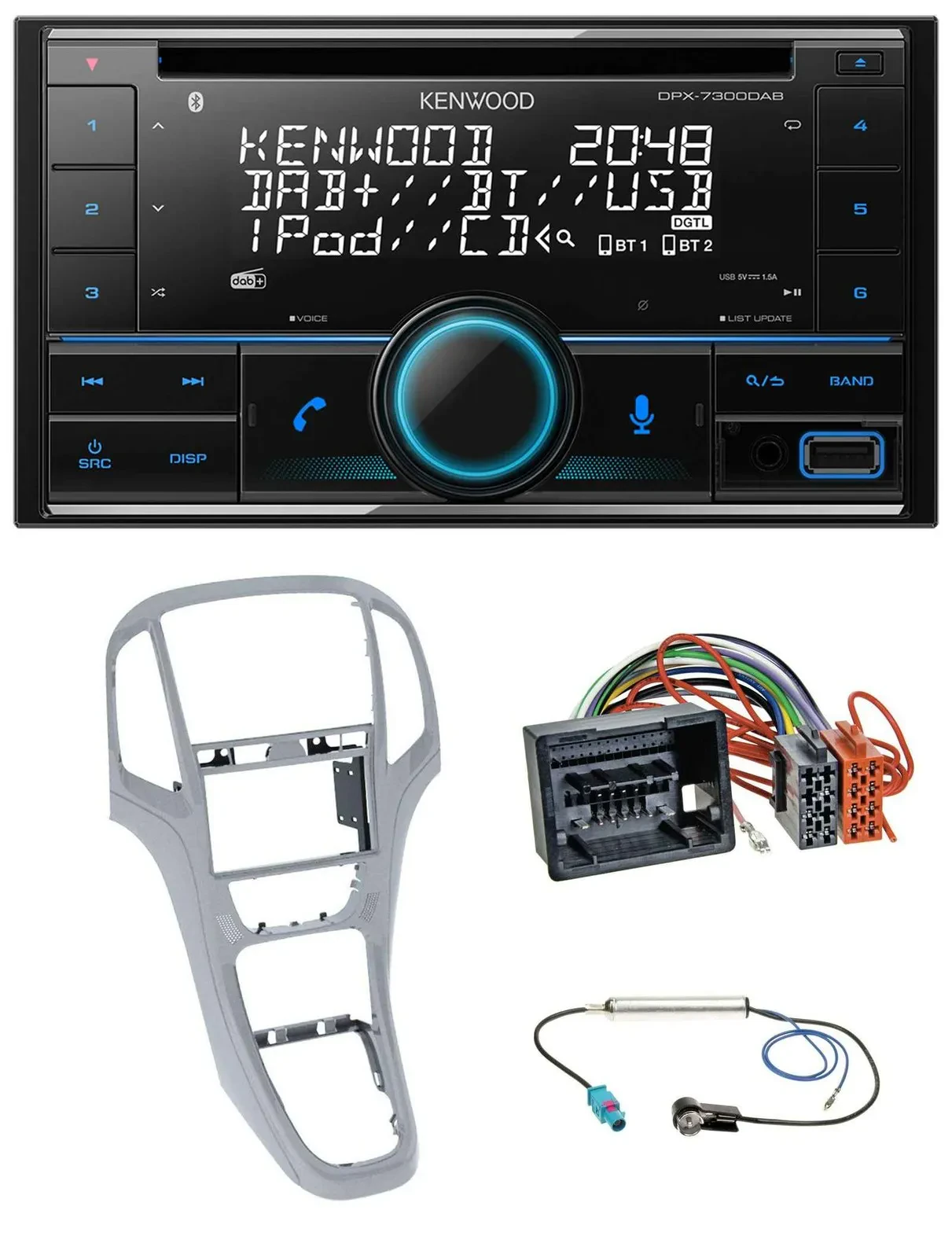 Kenwood CD 2DIN DAB USB MP3 Bluetooth Autoradio für Opel Astra J ab 2009 Platins
