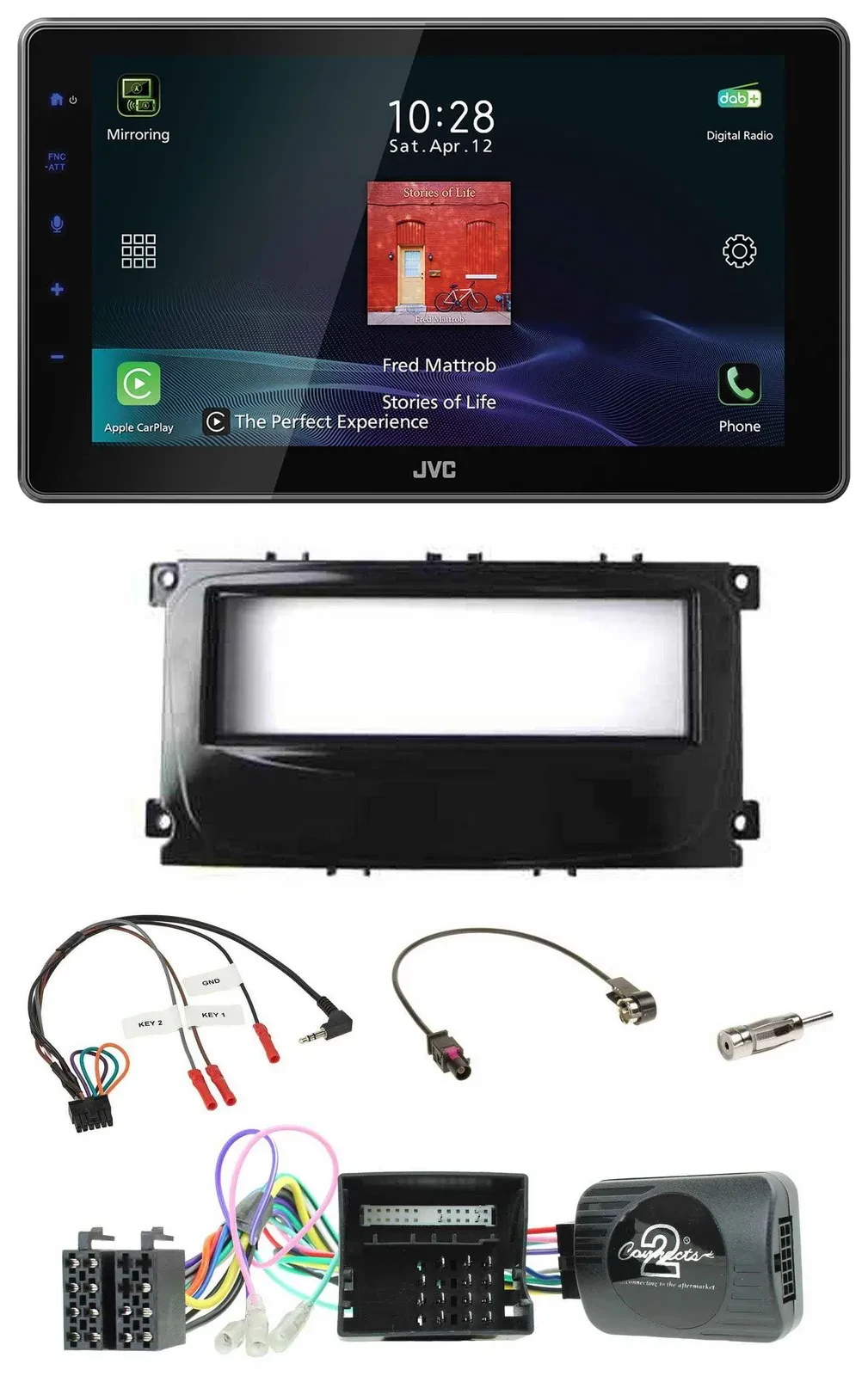 Автомагнитола JVC для Ford Mondeo/S-Max (2007–2014) DAB, Bluetooth, USB, поддержка кнопок на руле, CAN-Bus