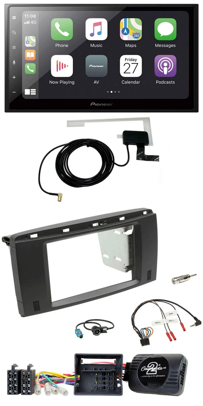 Pioneer USB Lenkrad 2DIN Bluetooth DAB Autoradio für Mercedes SLK 08-11 R171