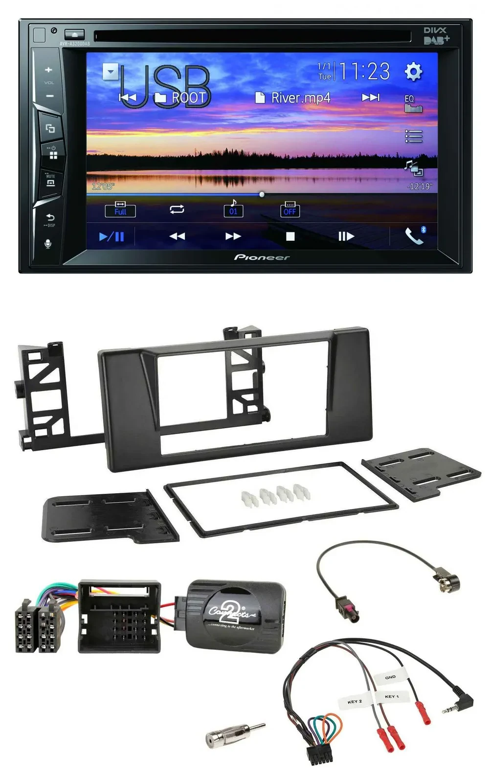 Pioneer Bluetooth 2DIN USB DVD DAB Lenkrad Autoradio für BMW 5er E39 01-03 Quadl
