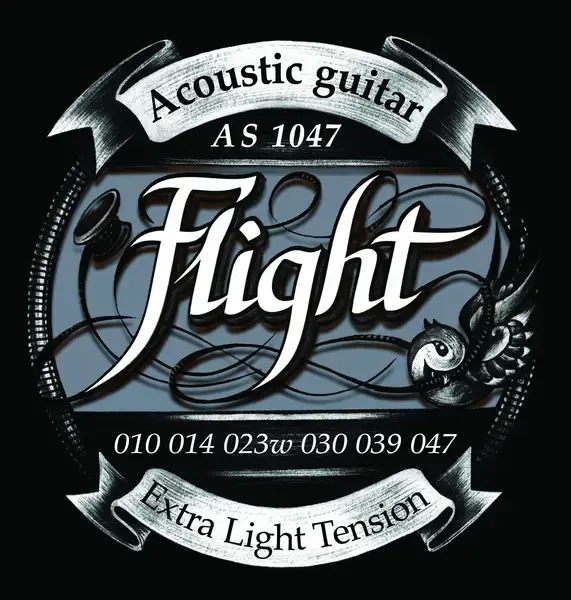 Струны для акустической гитары Flight AS1047 10-47, бронза посеребренная