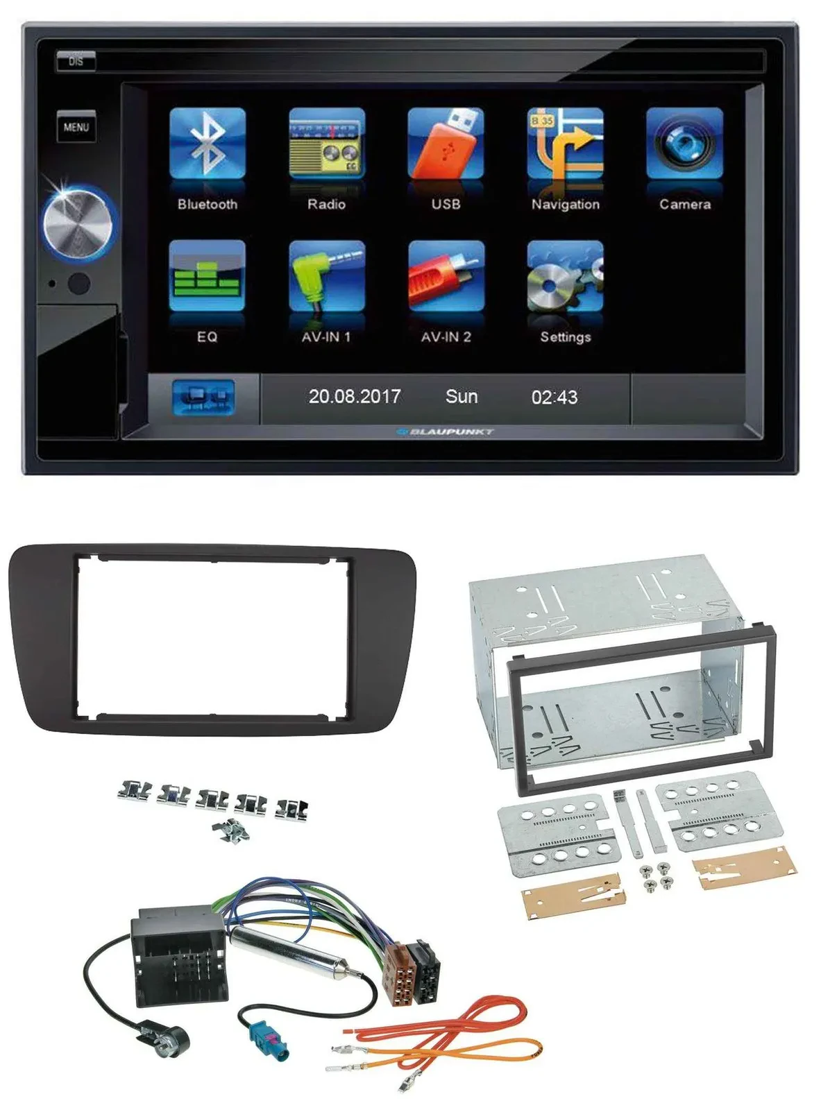 Blaupunkt SD Bluetooth 2DIN MP3 USB AUX Autoradio für Seat Ibiza ab 08 azabaches