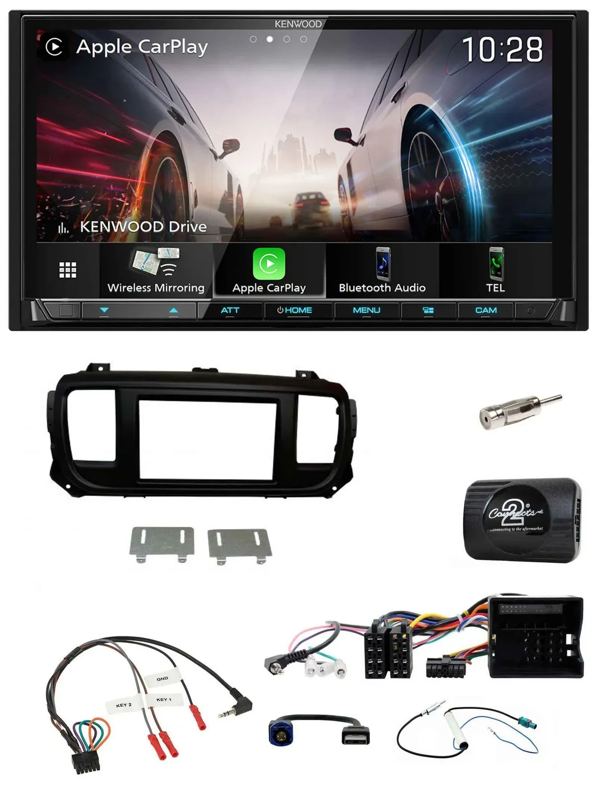 Kenwood Lenkrad 2DIN USB DAB Bluetooth Autoradio für Citroen Jumpy Erstausst. DI