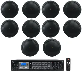 (10) JBL CONTROL 14C/T-BK 4" 25w 70v Black In-Ceiling Speakers+Amplifier