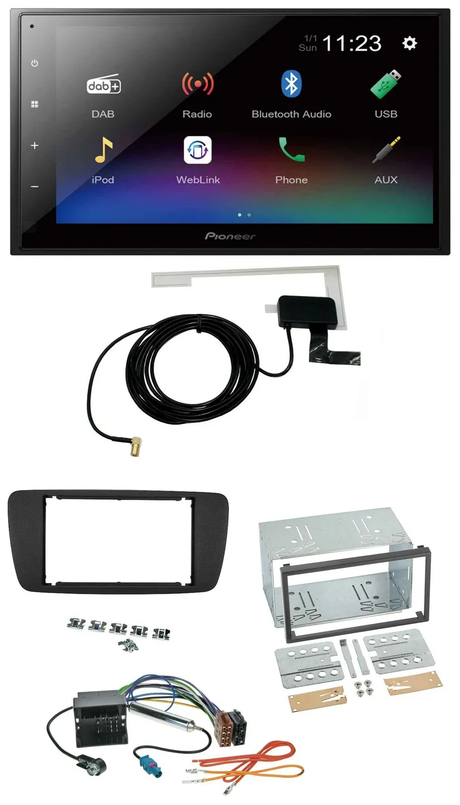 Автомагнитола для Seat Ibiza (с 2008) Pioneer 2 DIN, DAB, MP3, Bluetooth, USB, черный