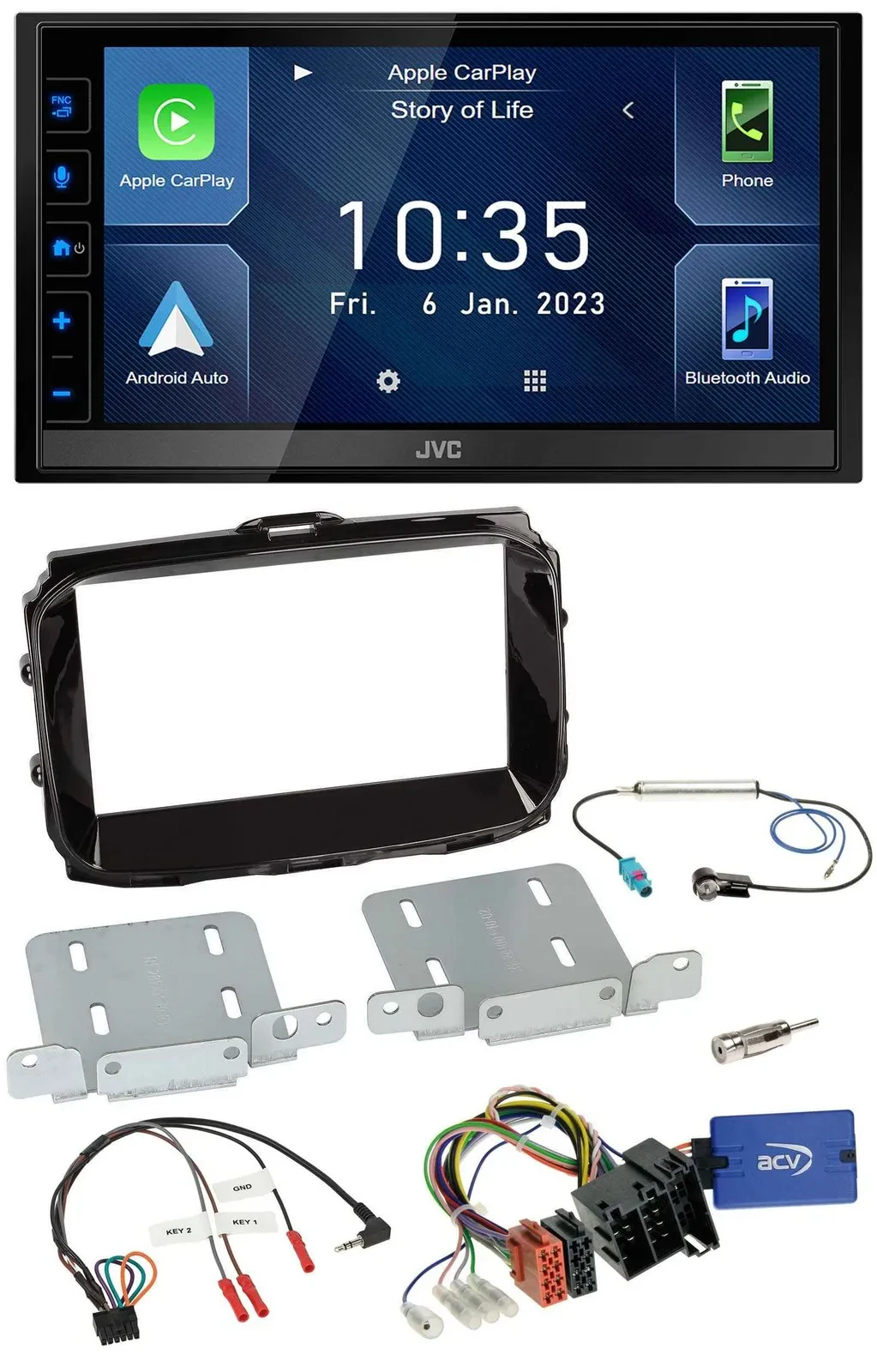 JVC DAB Bluetooth Lenkrad USB 2DIN Autoradio für Alfa Giulietta ISO 2013-2021 pi