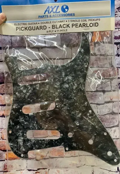 AXL Model PG-363-BK 3-Pickup Single Coil Guitar Pickguard, Black Pearloid