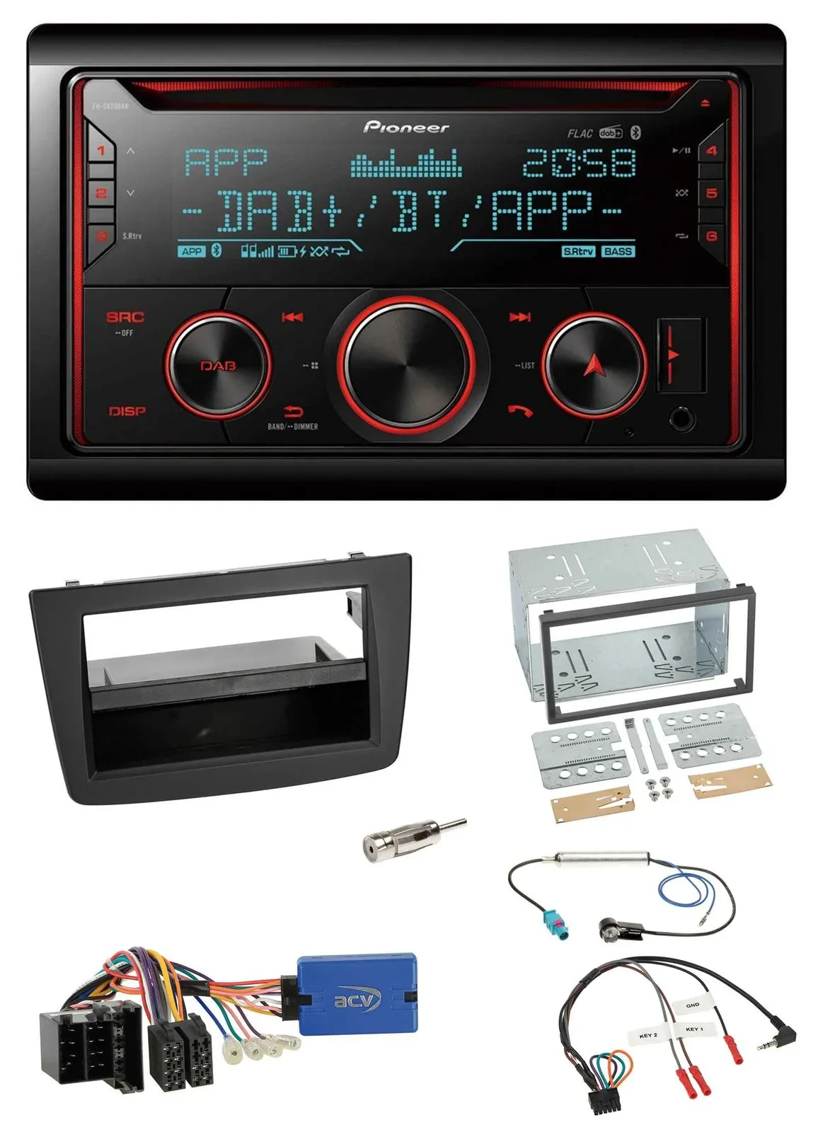 Автомагнитола Pioneer 2-DIN DAB Bluetooth USB CD для Alfa Romeo Mito, совместима с кнопками на руле, ISO
