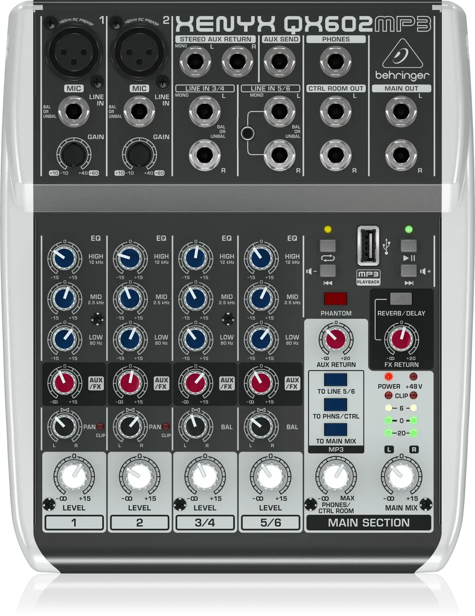 Аналоговый микшерный пульт Behringer Xenyx QX602MP3