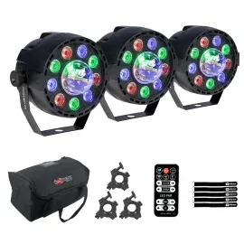ColorKey CKU-1083 Party Light FX 3PC RGB LED Bundle w Bag Package idjnow
