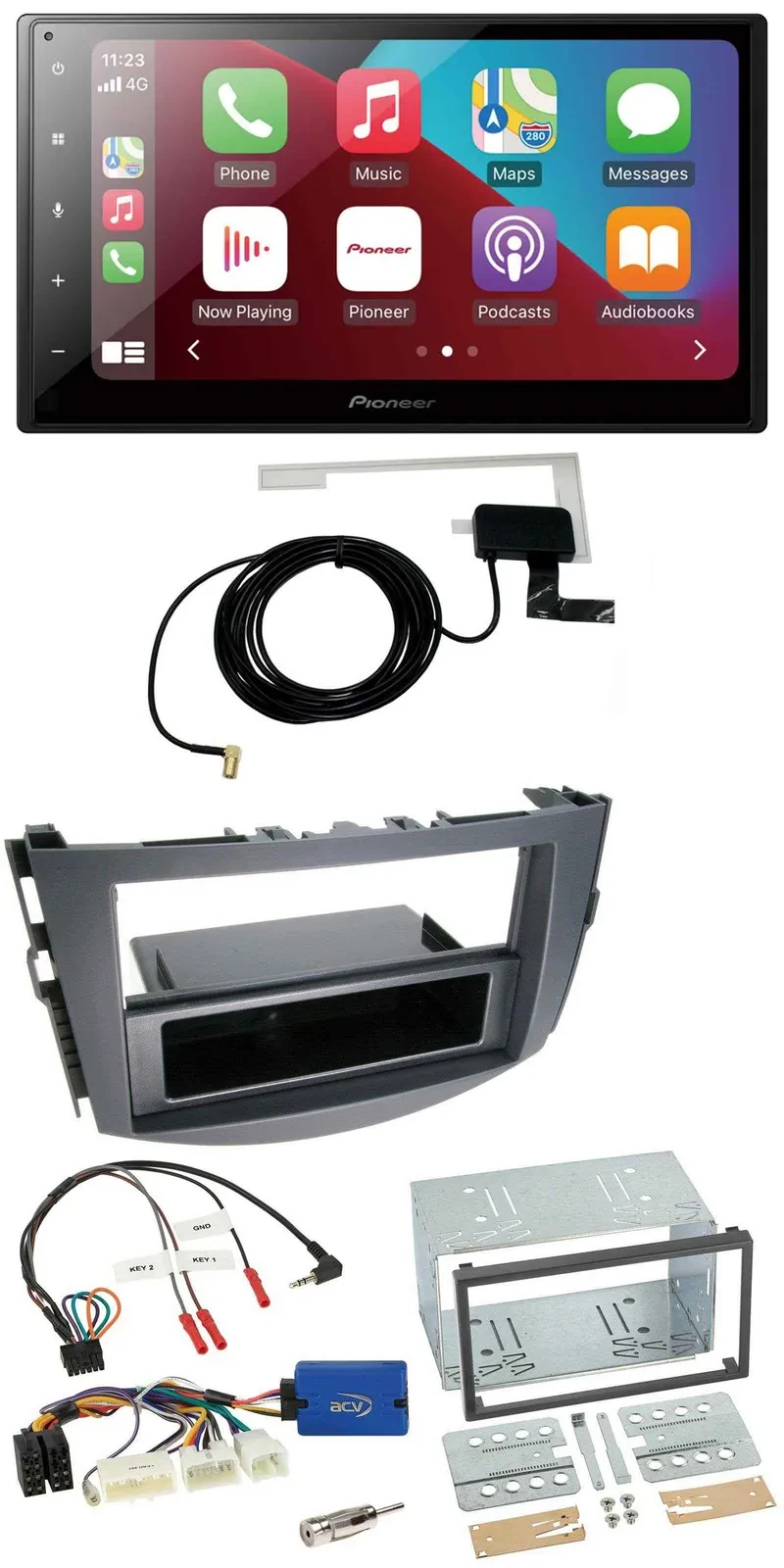 Автомагнитола для Toyota RAV4 (с 2011) Pioneer 2DIN, DAB, Bluetooth, USB, поддержка управления на руле (28-pin)