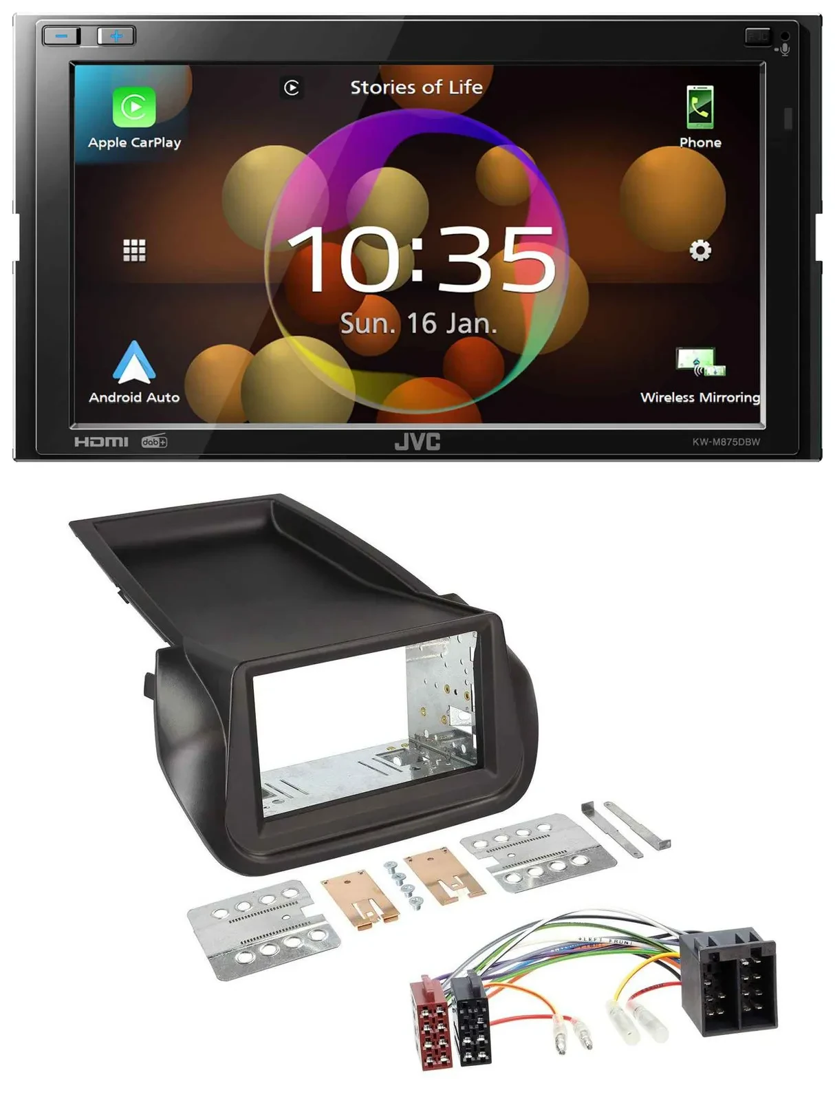 JVC DAB MP3 2DIN Bluetooth USB Autoradio für Citroen Nemo Fiat Fiorino Peugeot B