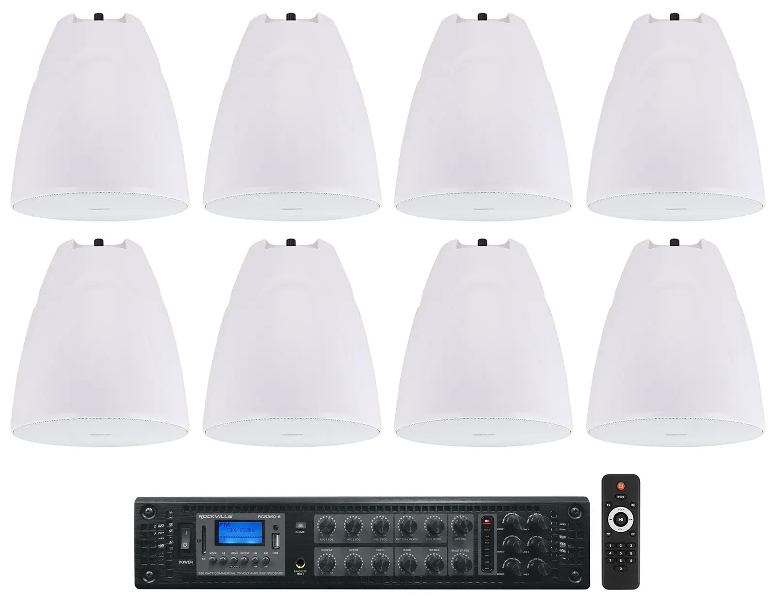 Потолочная акустика Rockville PEN-80T White с усилителем (8 штук)