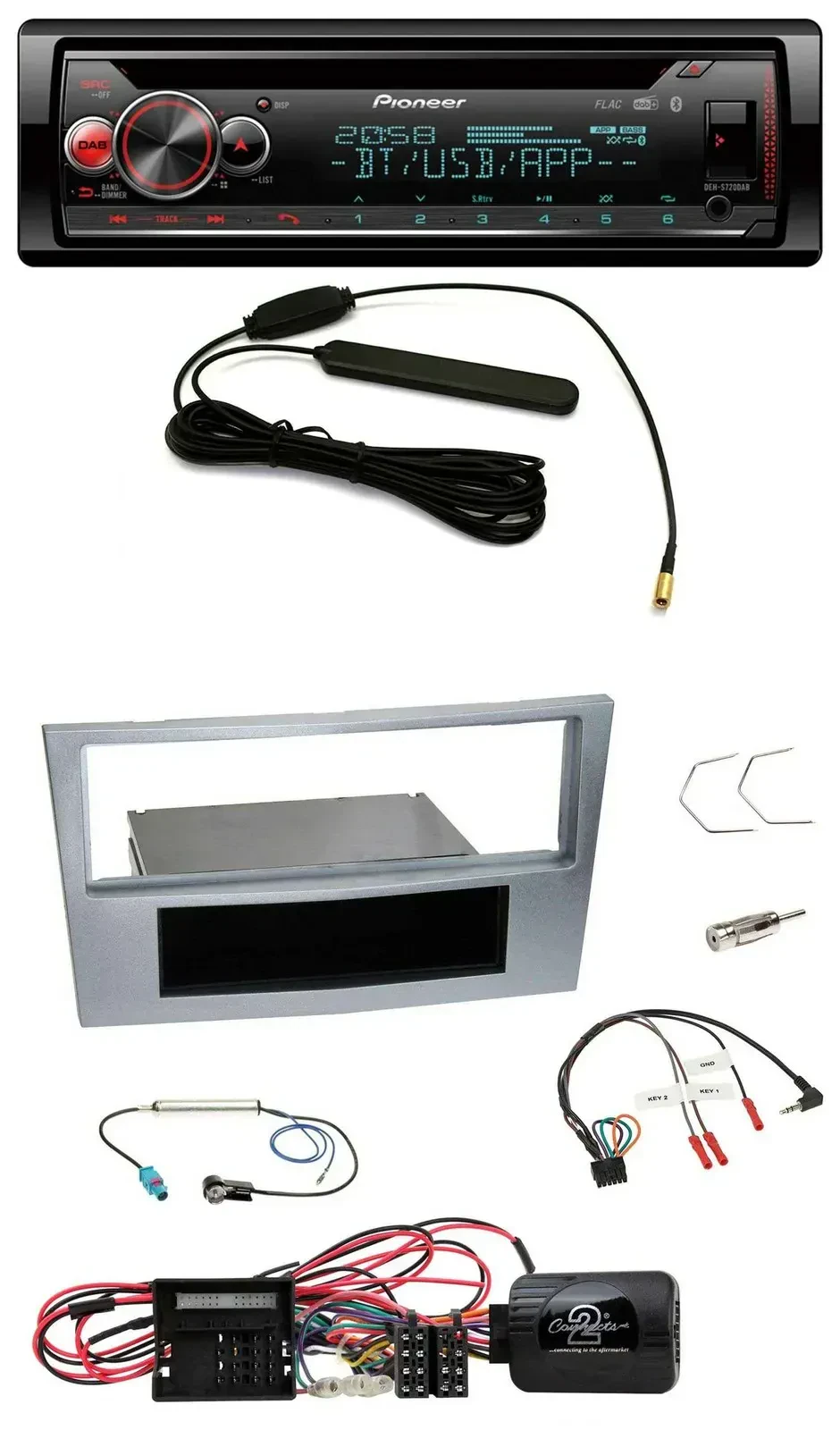 Автомагнитола Pioneer USB DAB Bluetooth CD для Opel Corsa D (2009–2014), матовый хром, поддержка управления с руля