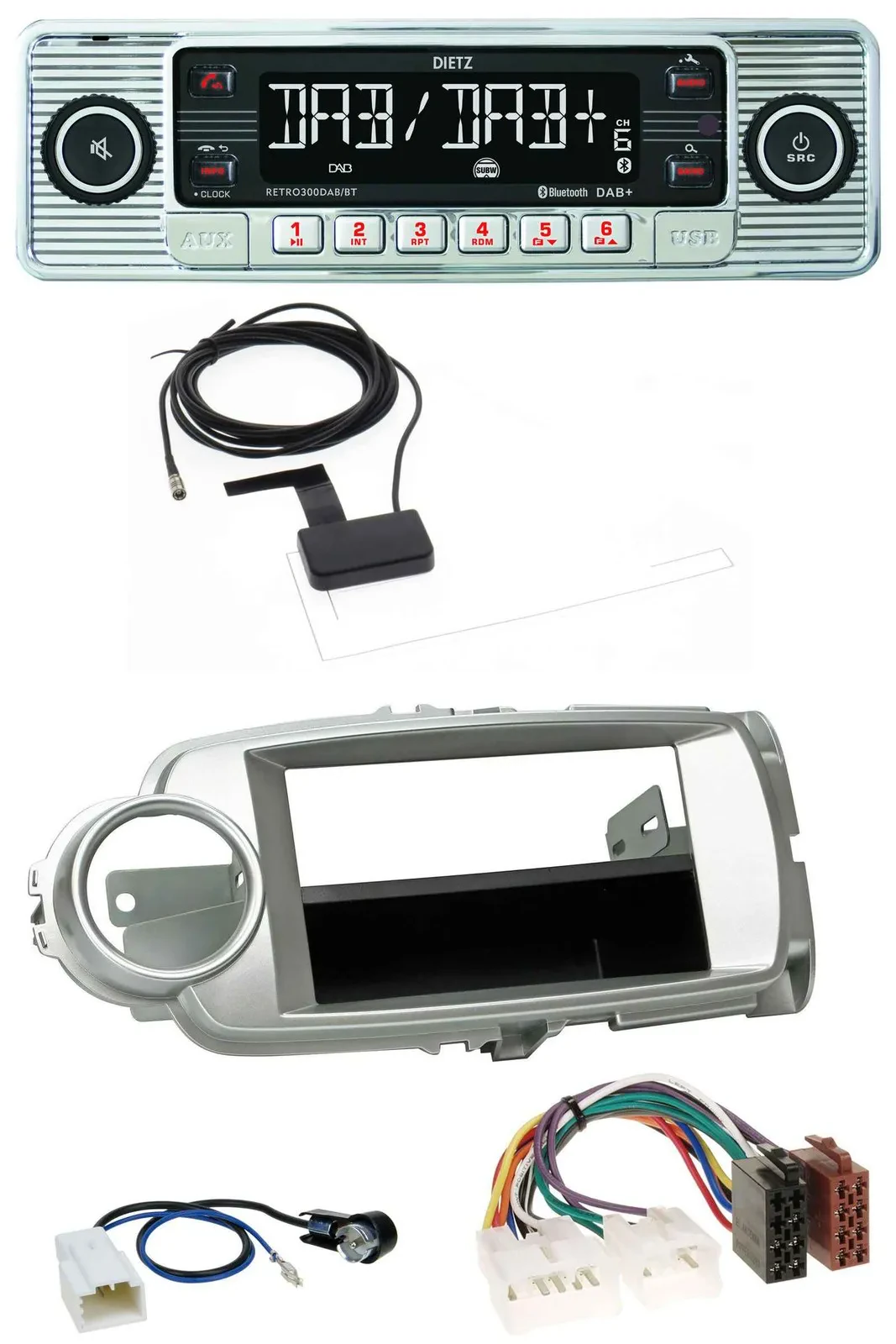 Dietz Bluetooth USB MP3 DAB Autoradio für Toyota Yaris (11-14) - silber