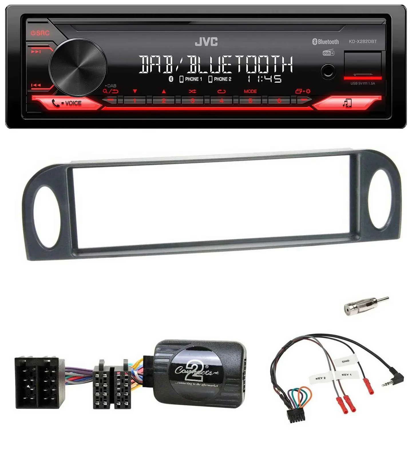 Автомагнитола для Citroen C5 2001–2005 JVC Bluetooth USB DAB с поддержкой управления на руле