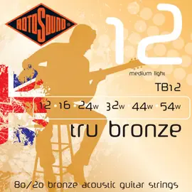 Струны для акустической гитары Rotosound TB12 12-54, бронза