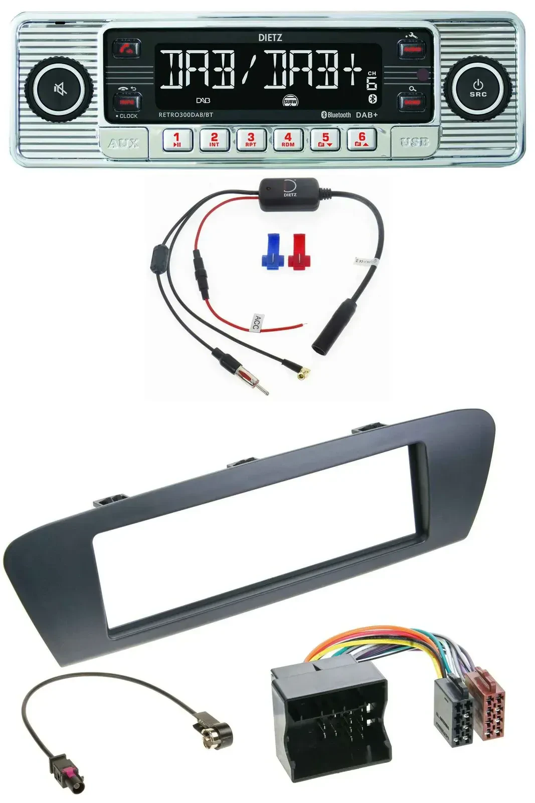 Dietz DAB USB MP3 Bluetooth Autoradio für Renault Scenic (ab 12) - grau