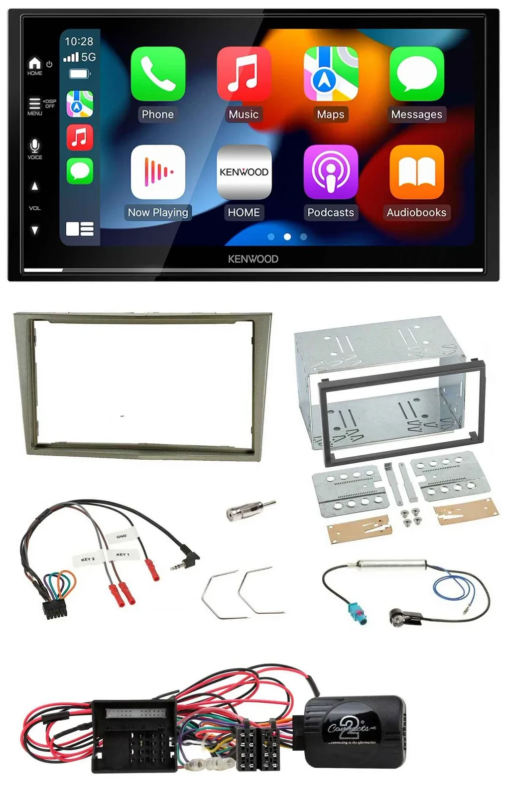 Kenwood DAB USB Bluetooth 2DIN Lenkrad Autoradio für Opel Corsa D satin-stone 09