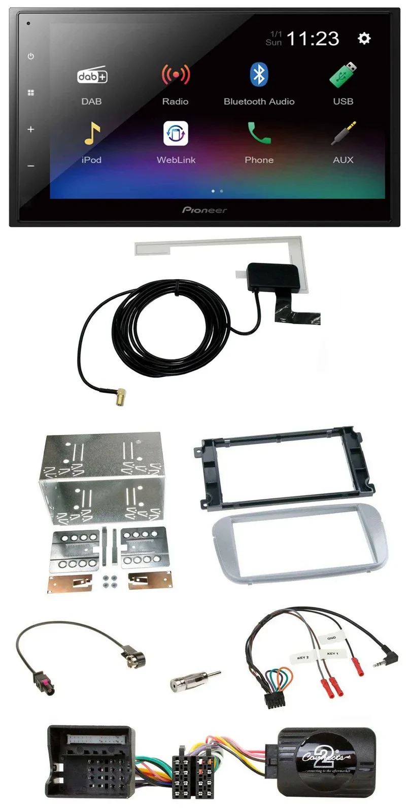 Pioneer DAB Lenkrad Bluetooth 2DIN USB Autoradio für Ford Mondeo S-Max 07-14 Pro