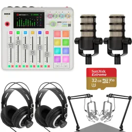 Rode RODECaster Pro II Integrated Audio Production Studio Console, White, Bundle