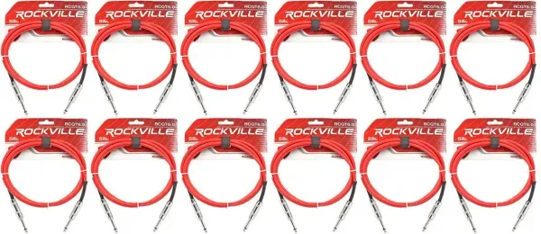 Инструментальный кабель Rockville RCGT6.0R Red 1.8 м (12 штук)