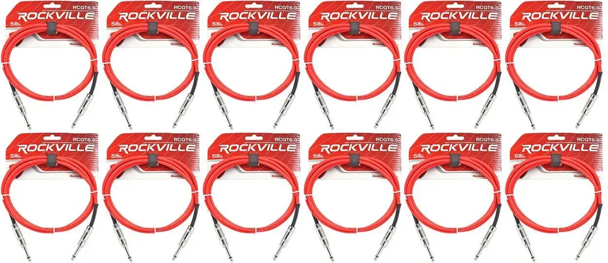 Инструментальный кабель Rockville RCGT6.0R Red 1.8 м (12 штук)