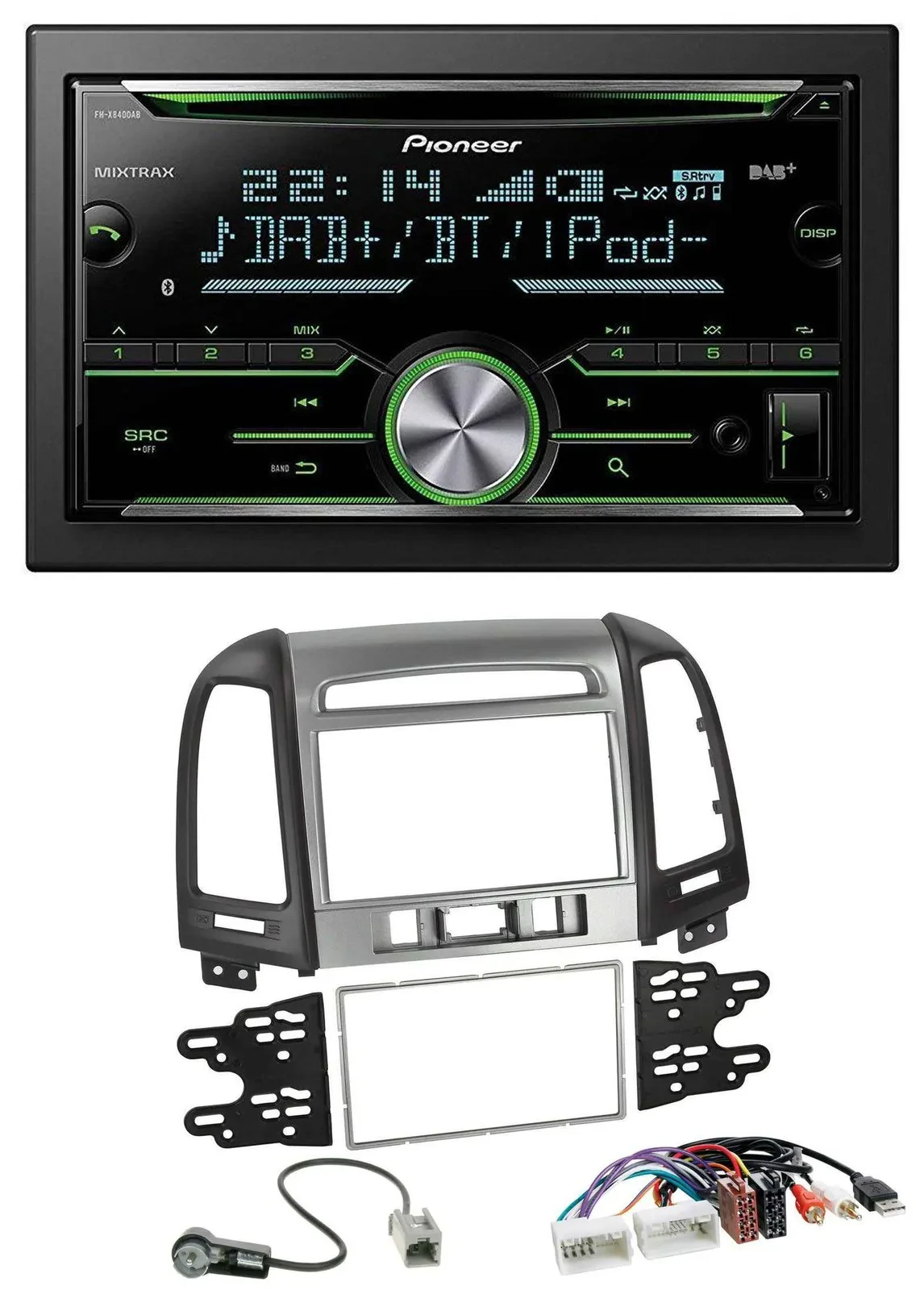 Pioneer Bluetooth MP3 DAB 2DIN USB CD Autoradio für Hyundai Santa Fe USB AUX 3 S