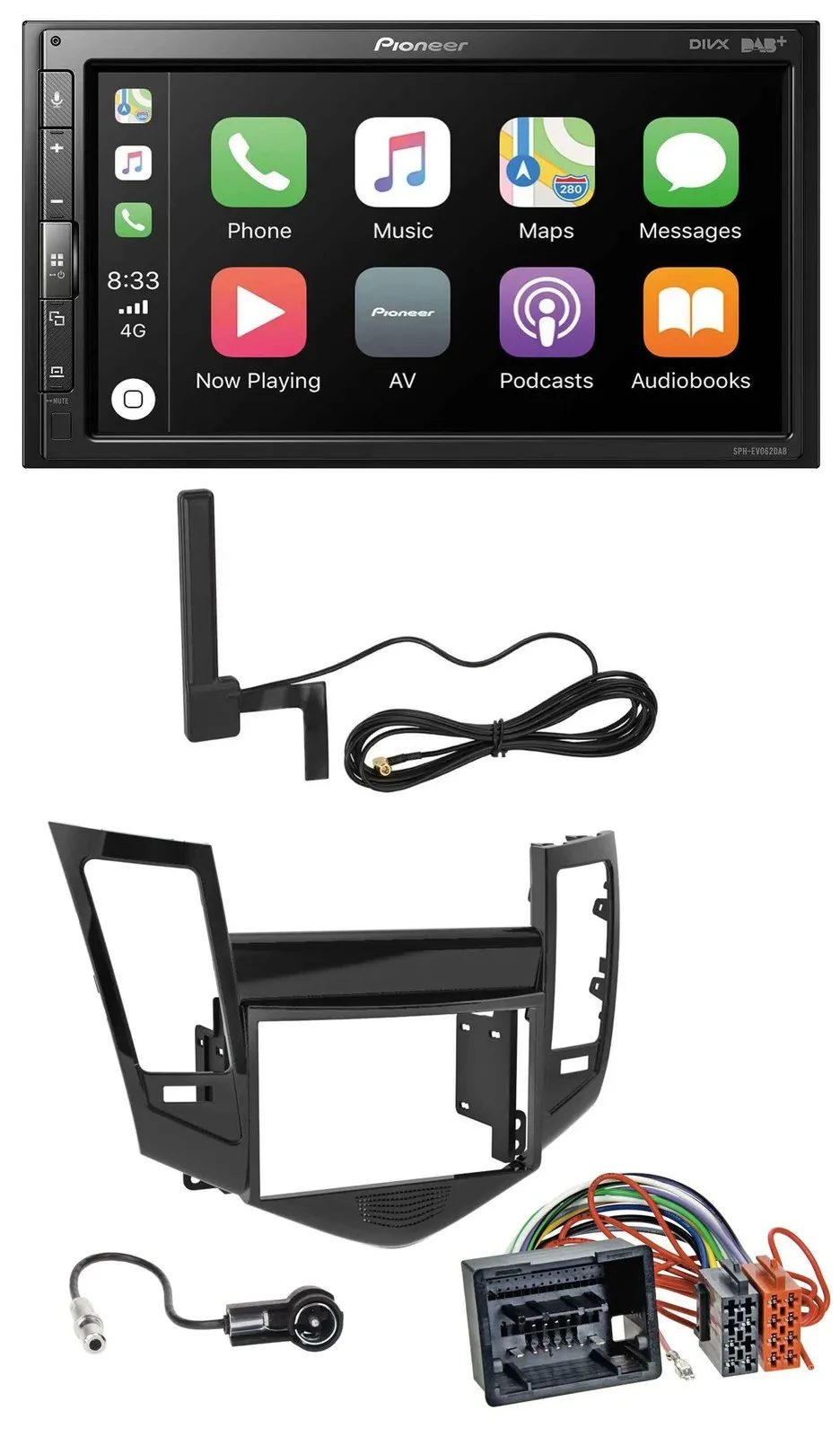 Pioneer USB 2DIN Bluetooth DAB MP3 Autoradio für Chevrolet Cruze ab 2009