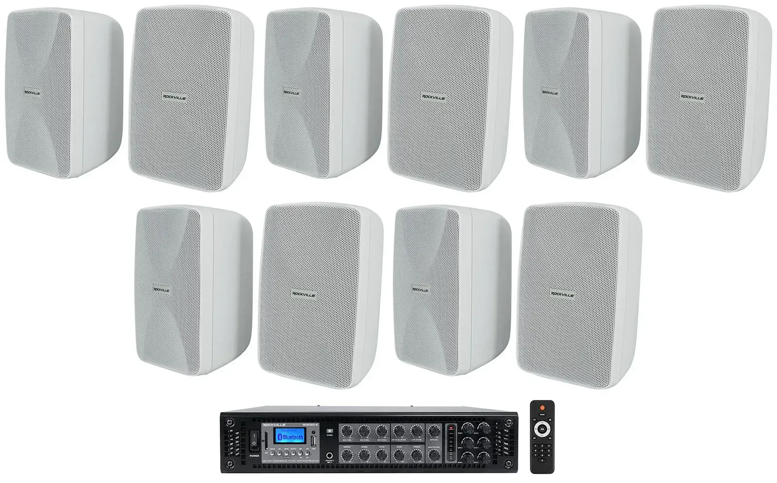 Настенная акустика Rockville WET-40W White с усилителем (10 штук)