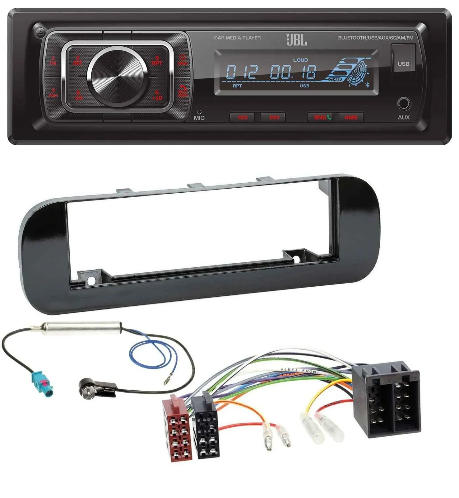 Автомагнитола JBL SD/AUX/MP3/USB/Bluetooth для Fiat Panda (с 2012), глянцевая