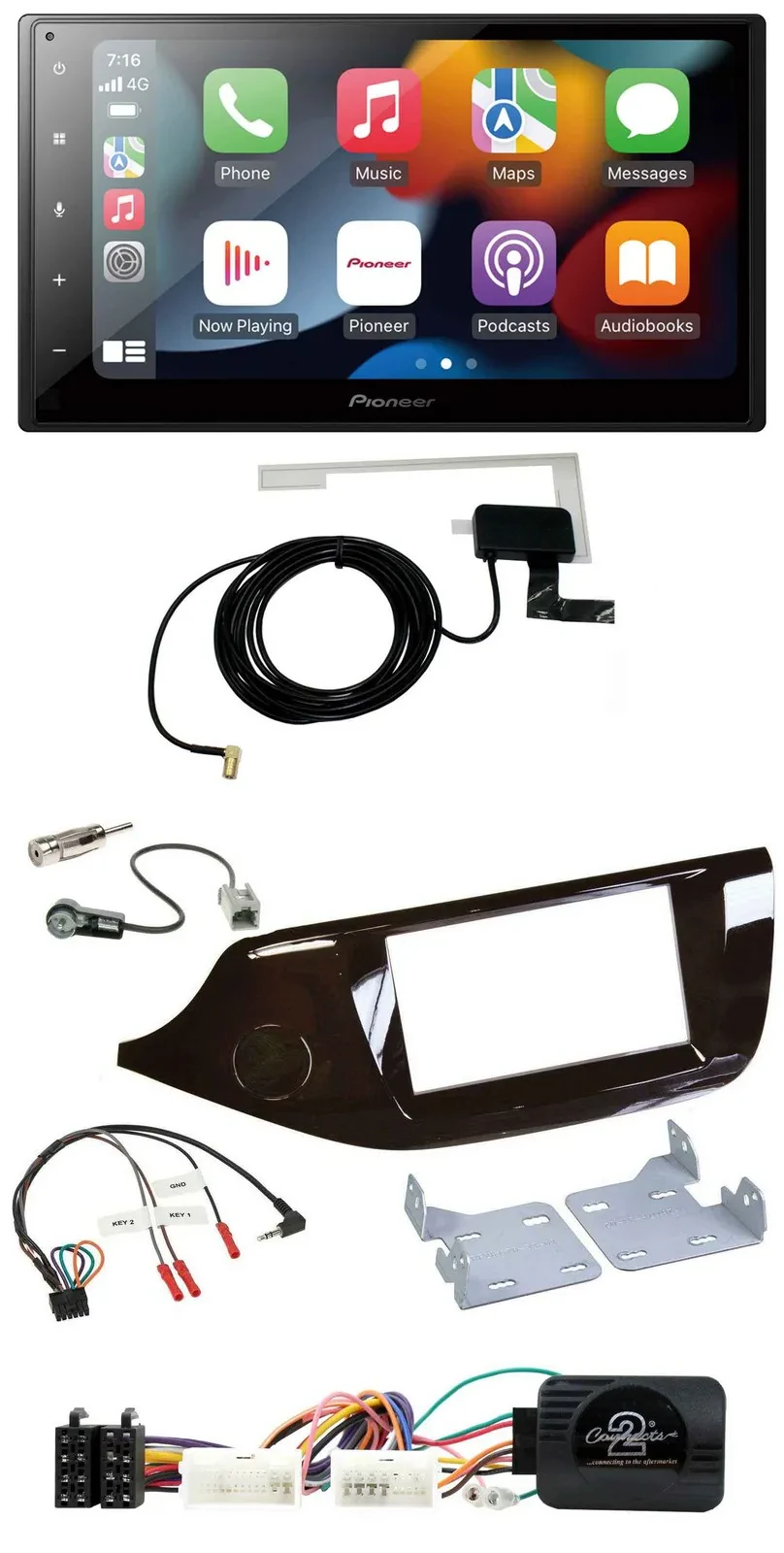 Pioneer Lenkrad USB Bluetooth DAB 2DIN Autoradio für Kia Ceed ab 2012 glänzend o