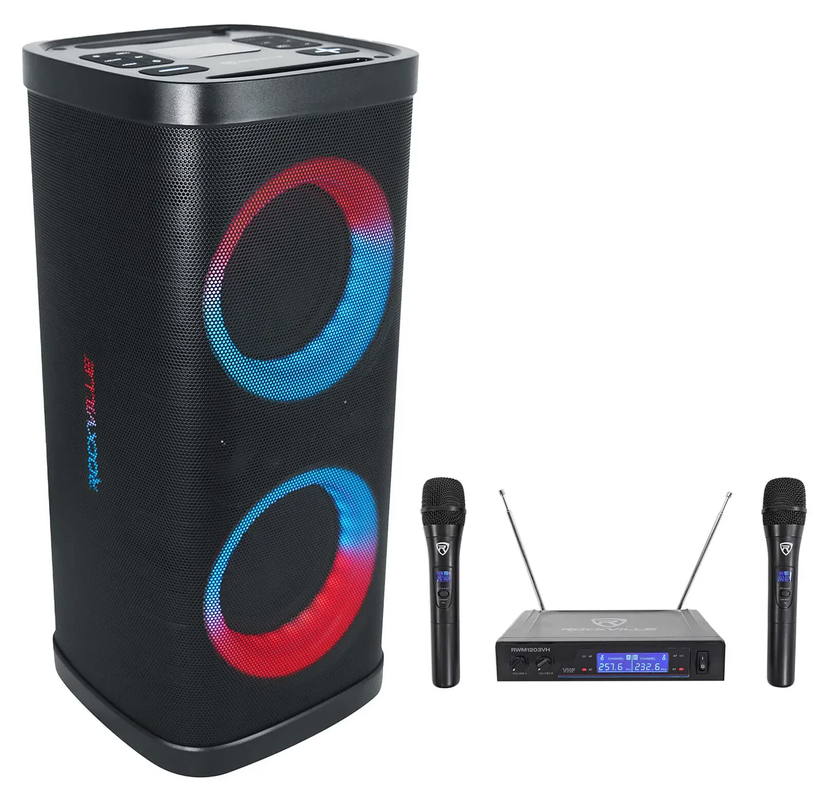 Портативная акустическая система Rockville Bass Party 65 V2 с микрофонной радиосистемой