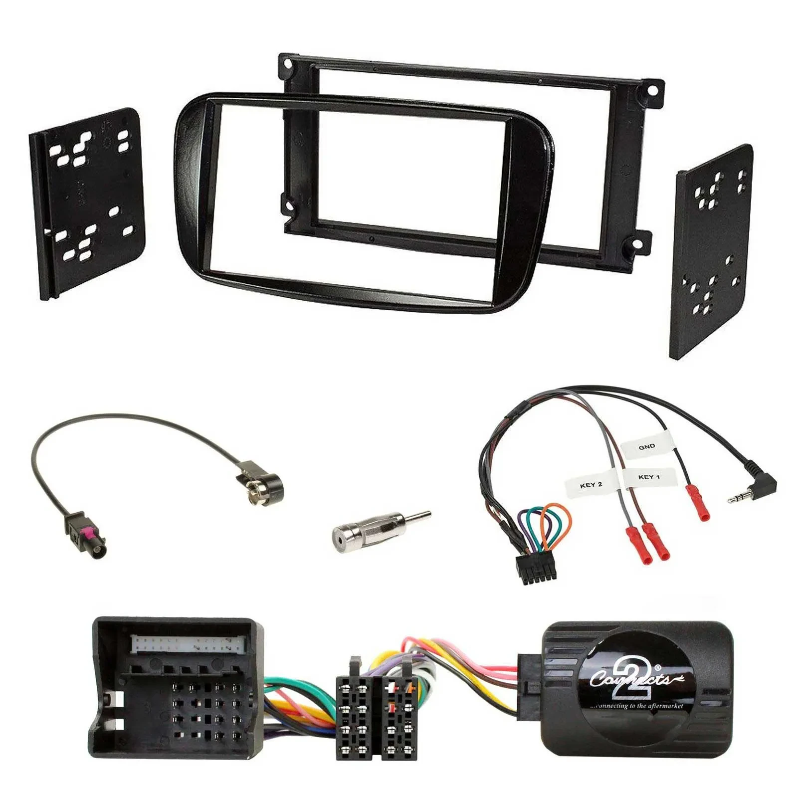 Radioset Lenkradadapter Doppel DIN Autoradio für Ford C-Max Focus Galaxy glänz.