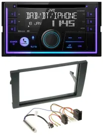 Автомагнитола JVC 2 DIN, CD, MP3, USB, Bluetooth, DAB, для Audi A4 B6/B7 2001–2008, ISO