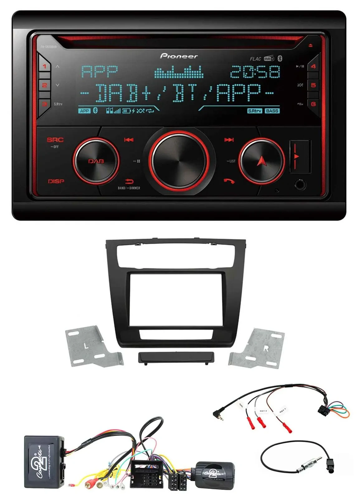 Pioneer 2DIN DAB Lenkrad Bluetooth USB CD Autoradio für BMW 1er Aktiv aut. Klima