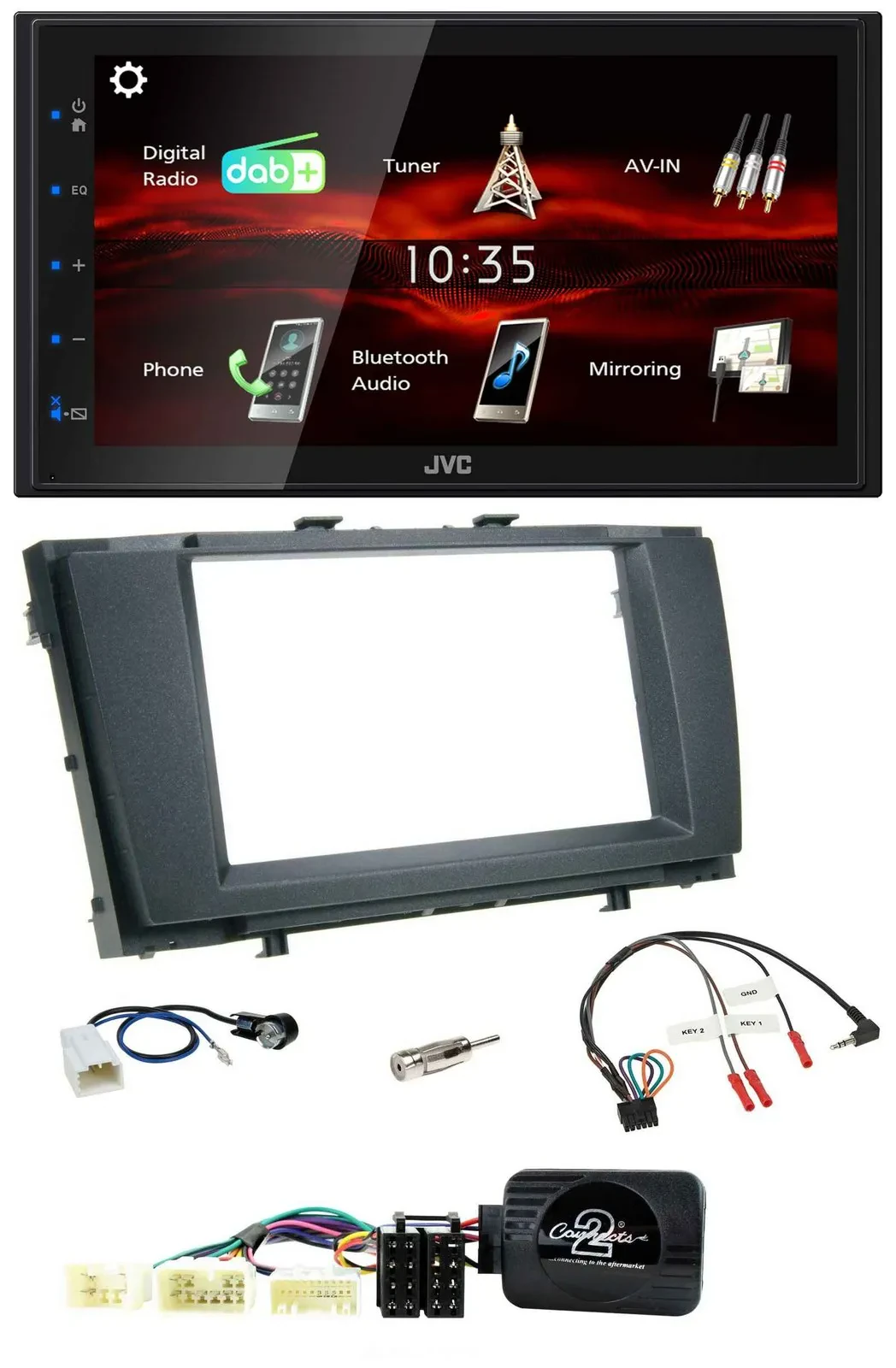 JVC USB Bluetooth Lenkrad DAB 2DIN Autoradio für Toyota Avensis 2009-2011