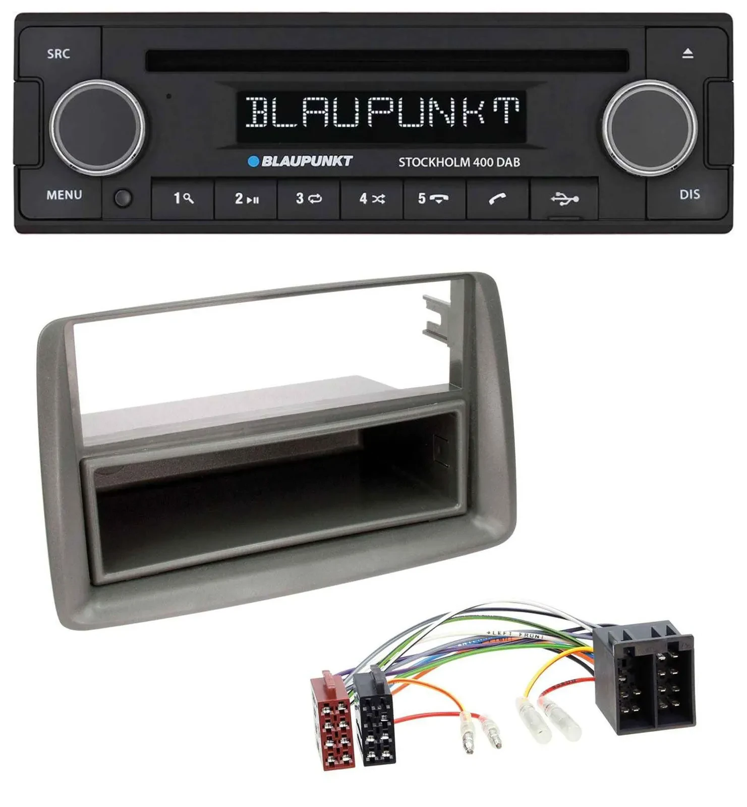 Blaupunkt MP3 Bluetooth DAB CD USB Autoradio für Fiat Panda (169 2003-2012) grau