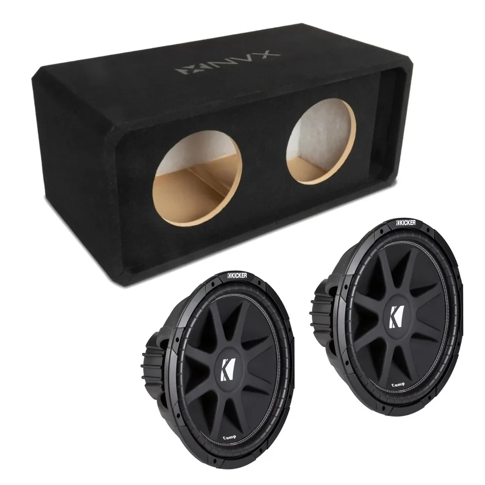 Сабвуфер для авто NVX NE102P_43C104 на 2×10", щелевой порт, MDF 3/4", с сабвуфером