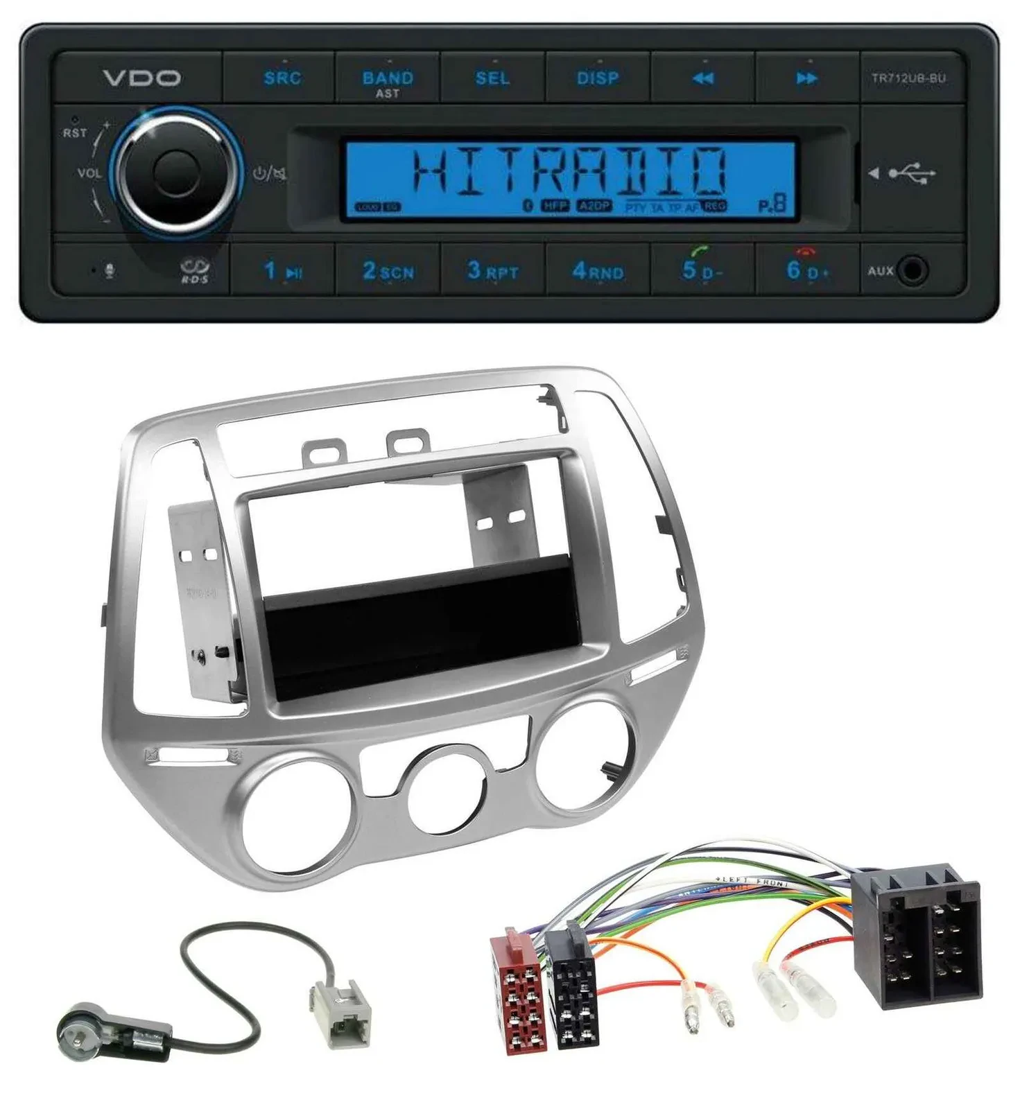 Автомагнитола VDO Bluetooth, AUX, USB, MP3 для Hyundai i20 (2012–2014)