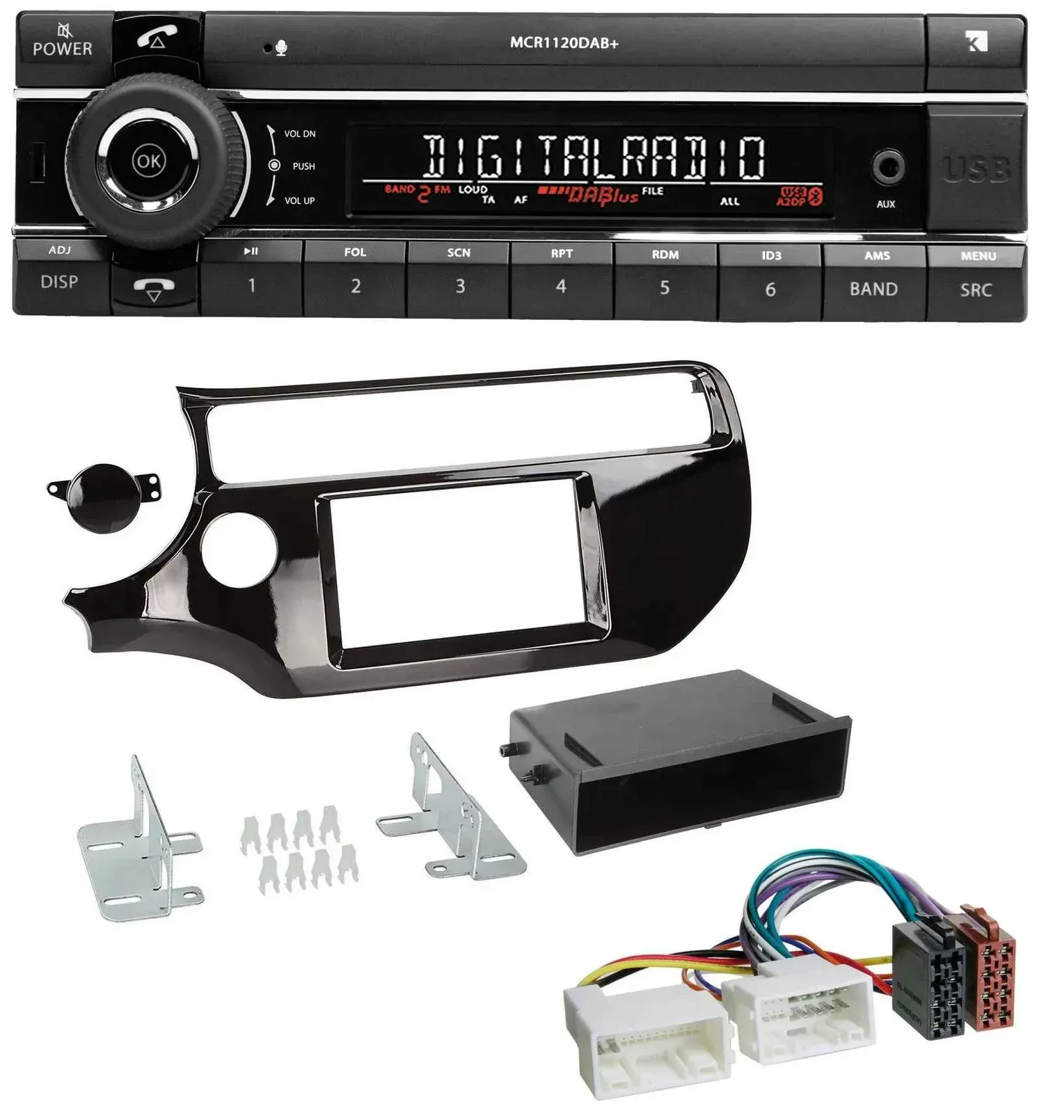 Kienzle Bluetooth MP3 USB DAB Autoradio für Kia Rio UB ab 2015 piano-schwarz