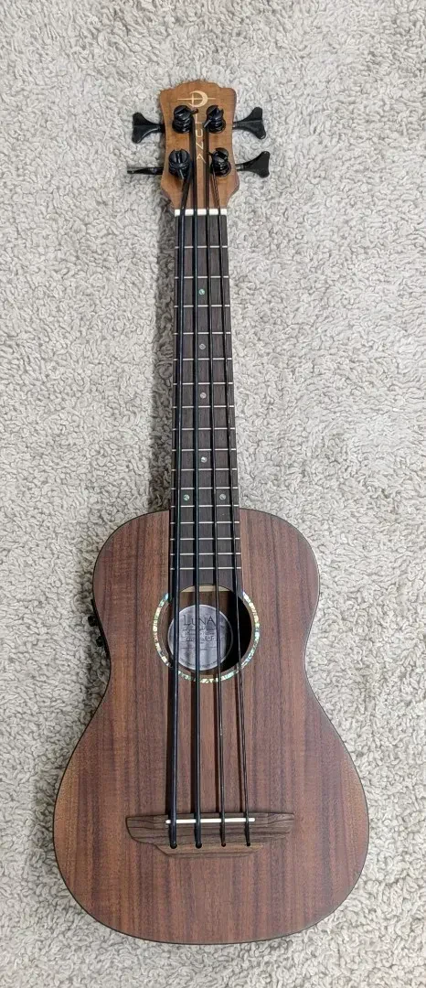 Luna UKE BARI BASS KOA FL Acoustic Electric Fretless 4-String Ukulele Bass