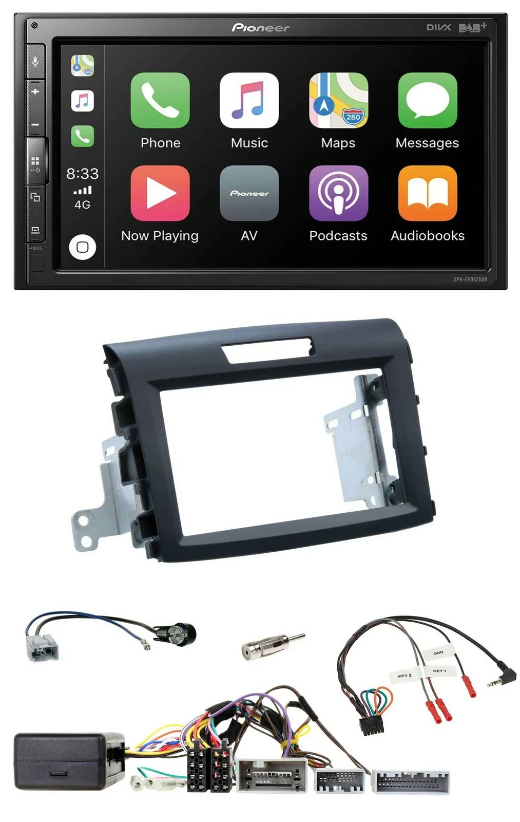 Pioneer USB Lenkrad DAB 2DIN Bluetooth Autoradio für Honda CR-V FR5/FR6 ab 2013