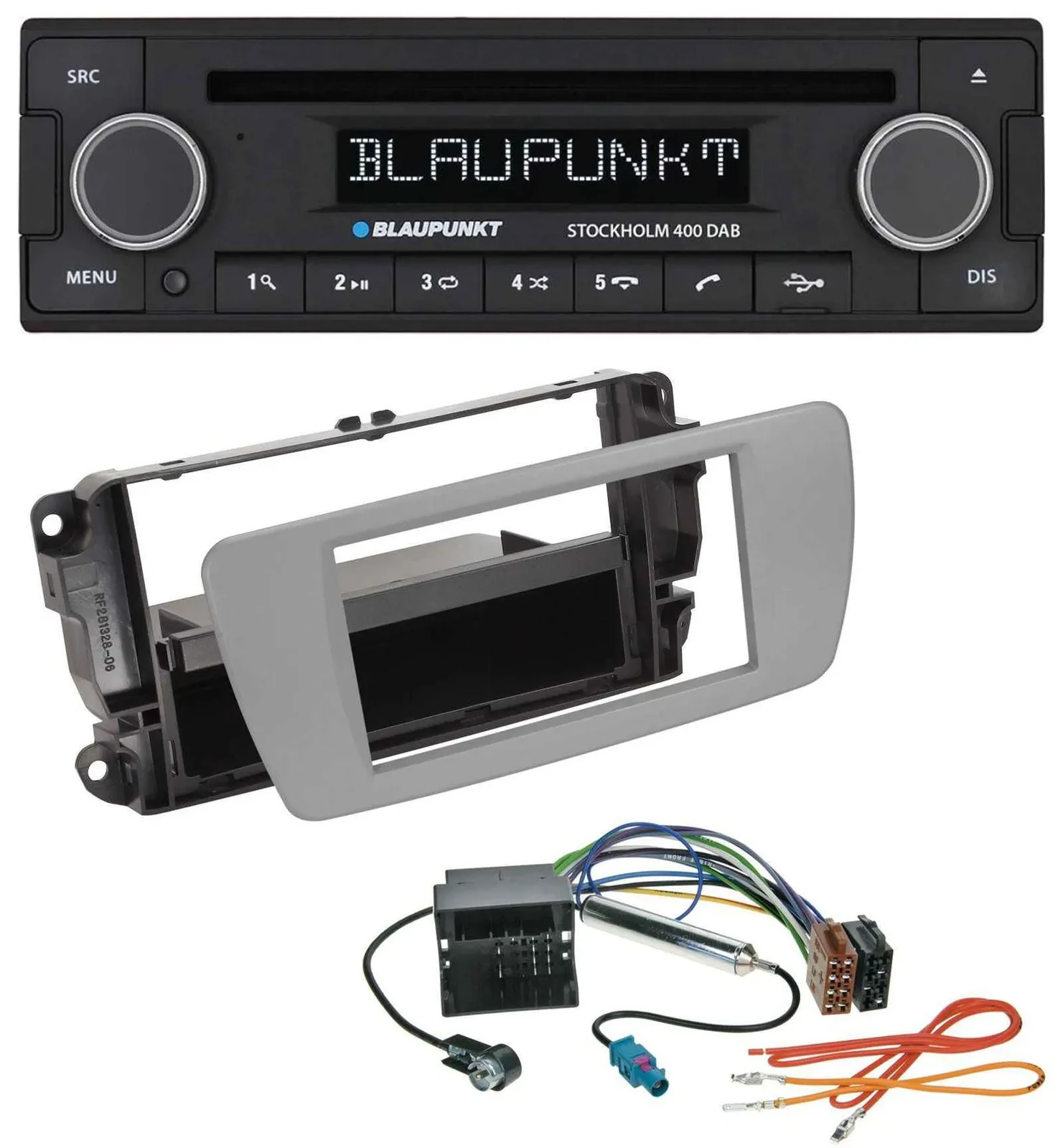 Blaupunkt MP3 Bluetooth DAB CD USB Autoradio für Seat Ibiza (ab 08) - dublingrau