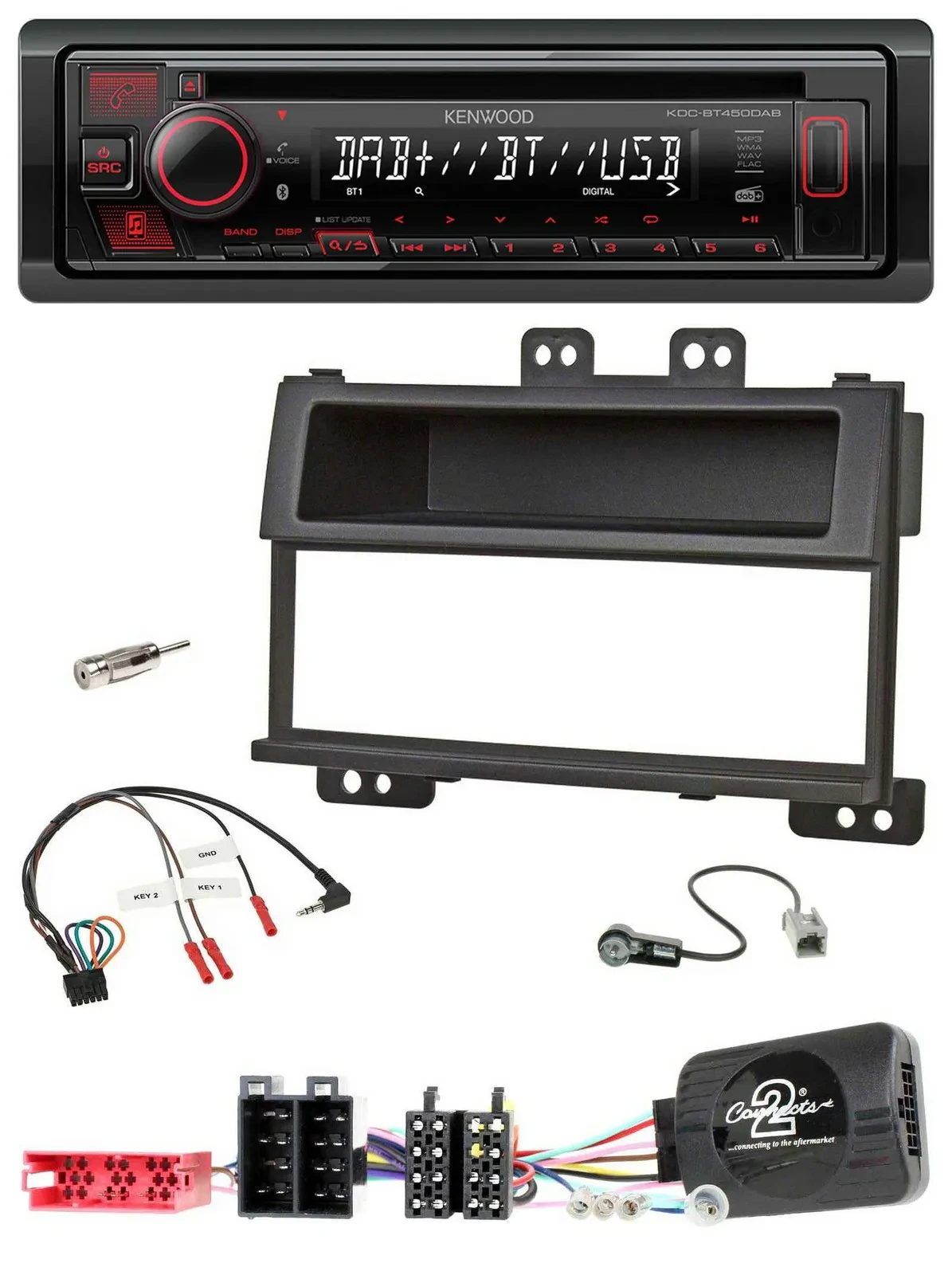 Kenwood Lenkrad CD USB Bluetooth DAB Autoradio für Hyundai i20 ISO 2009-11 schwa