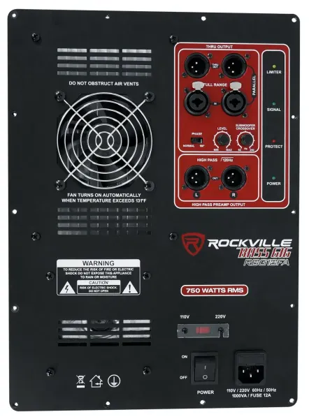 Rockville RBG18FA BOX 2 High Powered Subwoofer Amp Plate with Crossover Controls