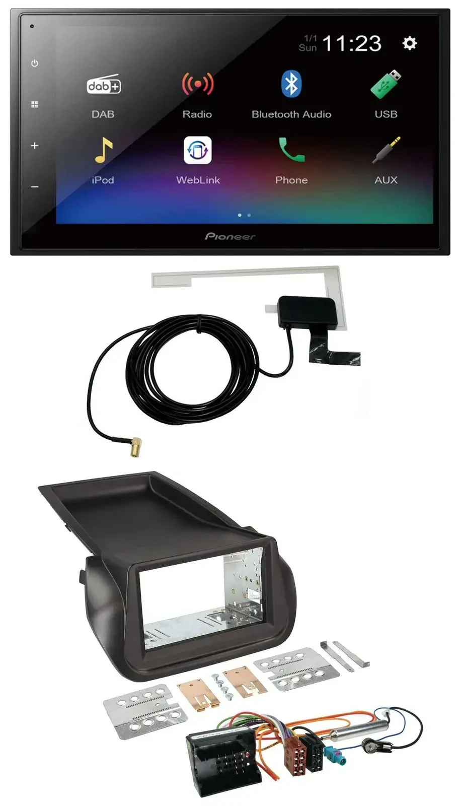 Автомагнитола Pioneer 2-DIN DAB, MP3, Bluetooth, USB для Citroen Nemo/Peugeot Bipper