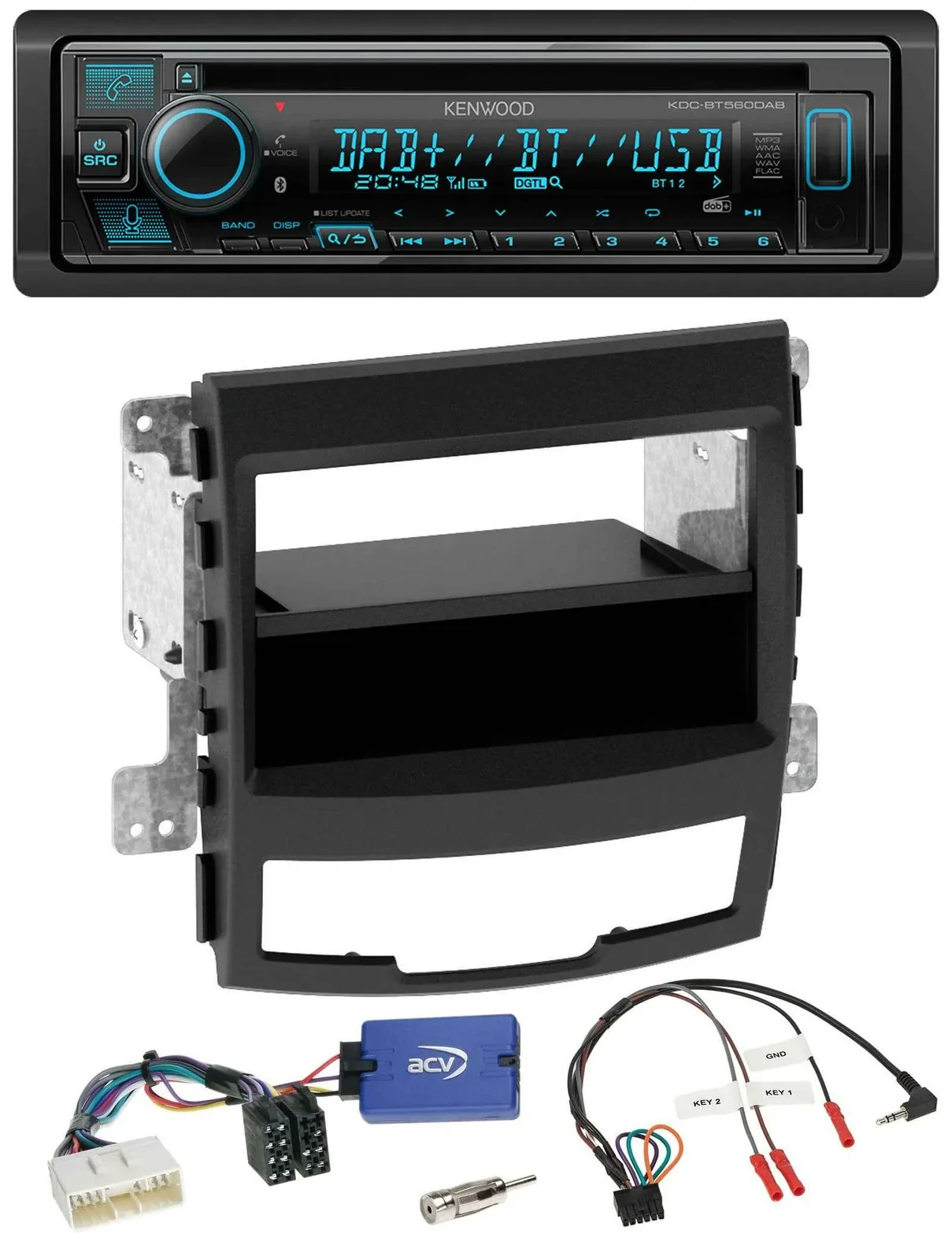 Автомагнитола Kenwood Bluetooth DAB CD USB для SsangYong Korando (2010–2013)