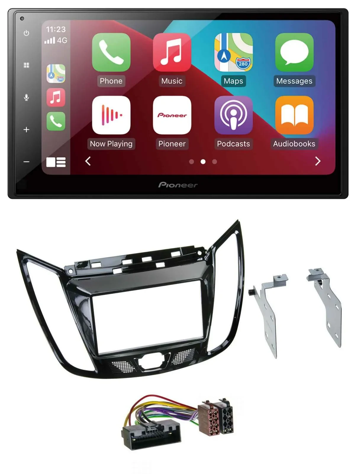 Автомагнитола Pioneer 2 DIN DAB Bluetooth USB MP3 для Ford C‑Max/Kuga, черный глянец