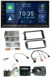 JVC DAB Bluetooth Lenkrad USB 2DIN Autoradio für Ford C-Max Galaxy Focus schwarz